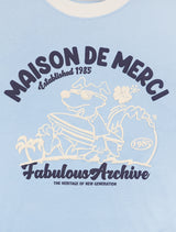 UNISEX オーバーフィットパピーサーフィンリンガーショートスリーブT　ライトブルー (FCE2TS401M)