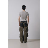 High ribbed henry neck half sleeves(Gray)