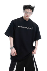 スタッドエンブロイダードスパインコットンTシャツ