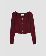 SQUARE NECK RIB CARDIGAN