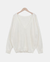 Chemin Button Deep V-Neck Long Sleeve Knit