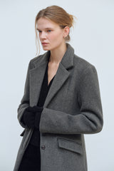 SIDE CUT OUT SINGLE WOOL COAT - CHARCOAL