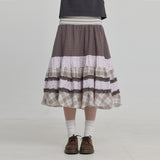 Mix Pattern Midi Skirt