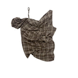 ワンショルダーシャーリングブラウス_CHECK BROWN