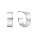 silver flat medium rhodium plating + 925 silver earrings E062-04H