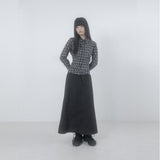 Folded check maxi skirt 001