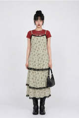 FLEUR ANTIQUE LACE-TIERED DRESS