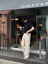 LMN Maid Back Banding Two Tuck Linen Wide Pants (6 colors)