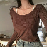 [MADE] Petal, dot wide U-neck T-shirt