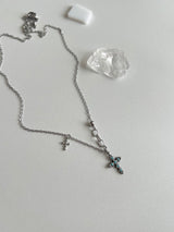 sif color twin cross turquoise vertical double ball short long layered gemstone necklace