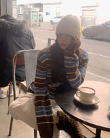 Bento stripe collar knitwear