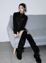 Deep Black Suede Knit Jacket