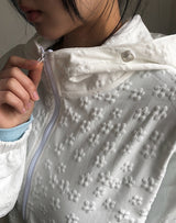 Copper Flower Embossed String Hood Jacket