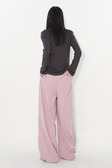 Relaxed and casual loose-fitting straight-leg pink pants, casual trousers