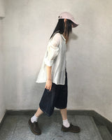 Manin Stripe See-Through Oversized Fit Long Sleeve Shirt