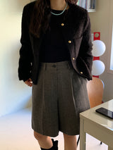 [MADE] Fidic Wool Herringbone Bermuda Pants
