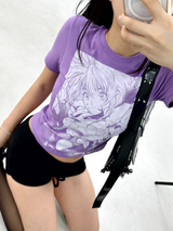セミクロップカリカチュアショートスリーブ💜🤍🩶 - 3カラーズ