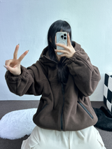 オーバーフィットフリースジップアップ💛🤎🖤 - 3カラー