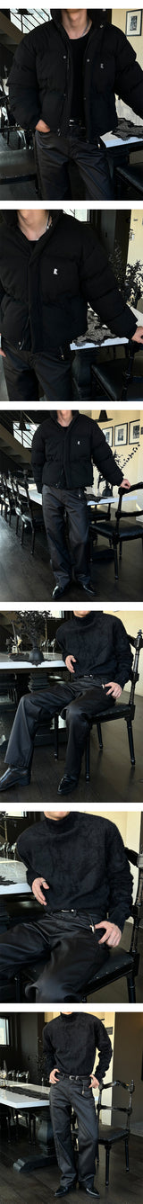[Unisex] コーティングレザーワイドパンツ