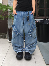 Skelader cargo denim pants (light blue)