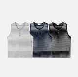 [S/S]ストライプヘンリーネックノースリーブ(3color)