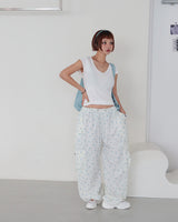 Flower cargo string jogger & wide pants