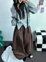 スノーフラワーカラーノルディックツーウェイジッパーニットジップアップ❤🖤🤎🩶🤍5カラー