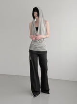 Desert Cowl Neck Hooded Drape Top