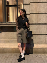 [MADE] Fidic Wool Herringbone Bermuda Pants