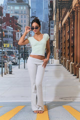 Monica V-Neck Tee (Cream Mint)