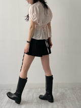 Puff Strap Short Sleeve Blouse