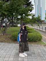 hip patch camo bermuda pants