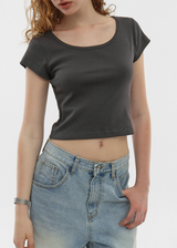 [B-BASIC] クールスタンダードUネッククロップ半袖Tシャツ (2SIZE)