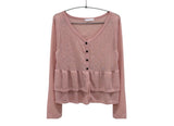 Roadly V-Neck Frill Button Cardigan (2c)