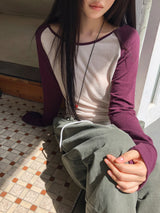 Pli コントラスト ラグラン ロングスリーブTシャツ