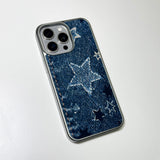 Faded Denim Stardust Phone Case Blue Indigo (SV_MagSafeGlass)