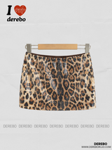 sequined leopard mini skirt