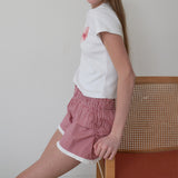Cozy Check Shorts_Red