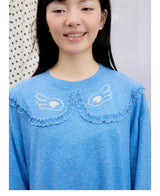 春夏新作オリジナルデザイン小さな翼プリントパッチワークレイヤードTシャツ