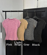 Pigment washing crop t-shirts(4color)
