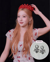 [Hearts2Hearts Yuha Piercing] Coquette Laced Ribbon and Heart Huggies Piercing