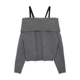 ストラップウールオフショルダーニット (3 COLORS)