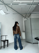 BACK POINT DENIM WIDE PANTS