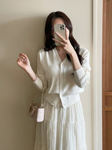 Lensi V-neck basic knit cardigan