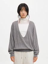 DEEP V-NECK LOOSE FIT KNIT PULLOVER