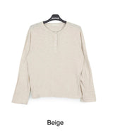 Heren Roll-up Slub Henley Neck Long Sleeve