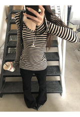 ストライプスリムラインロングTシャツ