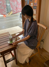 [unisex] Canich Stripe Color Matching Short Sleeve Tee