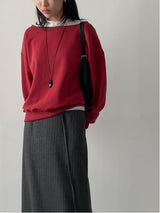 Two-way Boat Neck Over Fit Sweatshirt