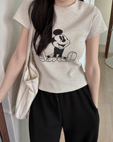 Waffle-printed short-sleeved T-shirt